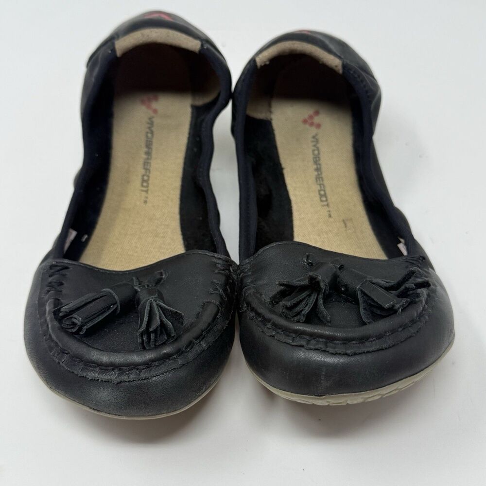 Vivobarefoot Penny L Flats Shoes Womens 5 EU 36 Black Leather Tassels Minimalist